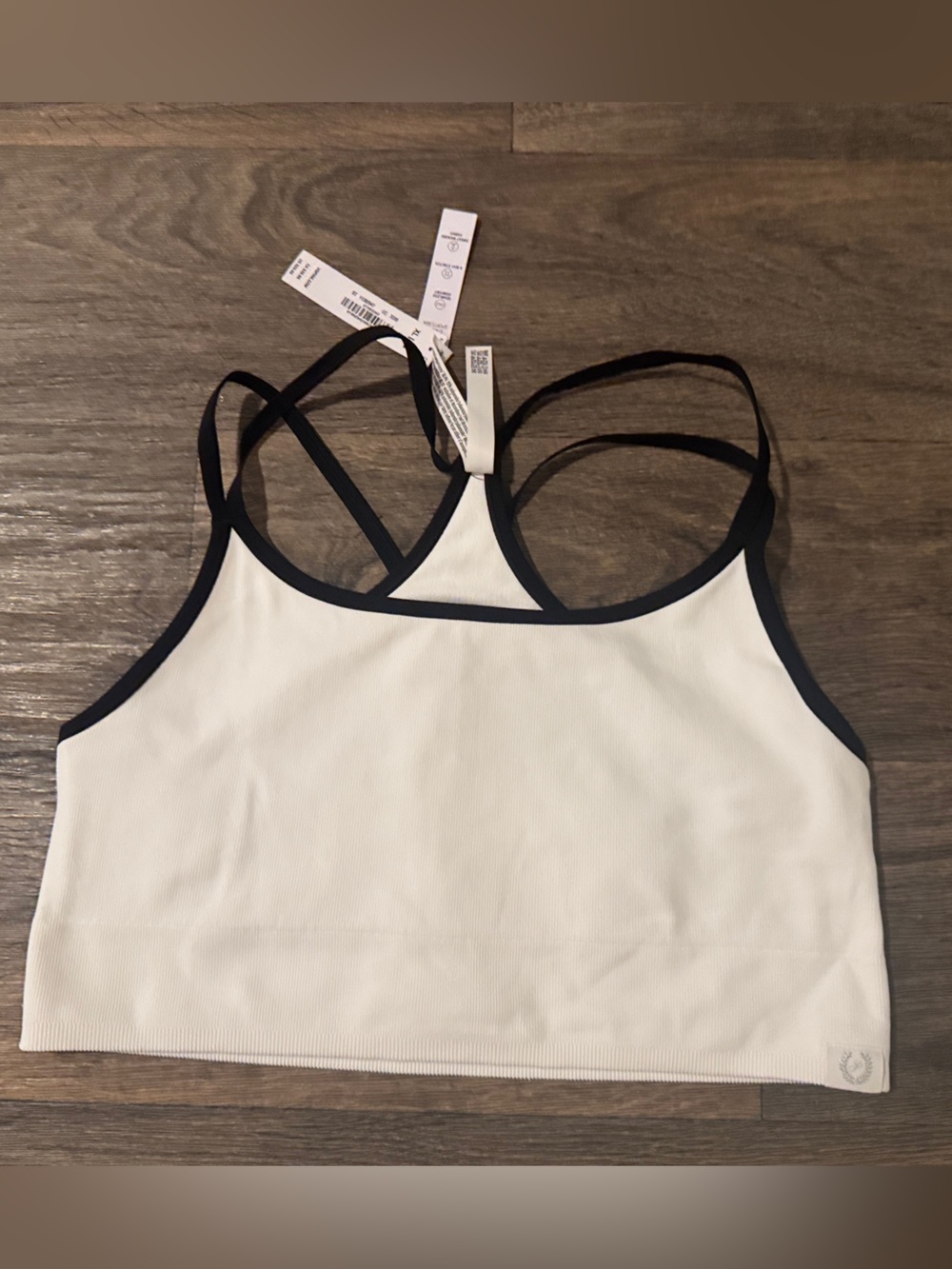 PINK Victoria's Secret White Sports Bra with Black Trim